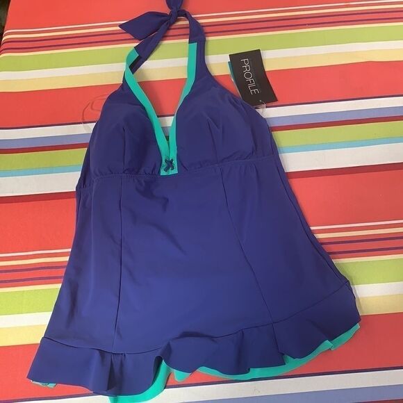 NWT GORGEOUS PROFILE BY GOTTEX TANKINI TOP SIZE 12 - Picture 2 of 7
